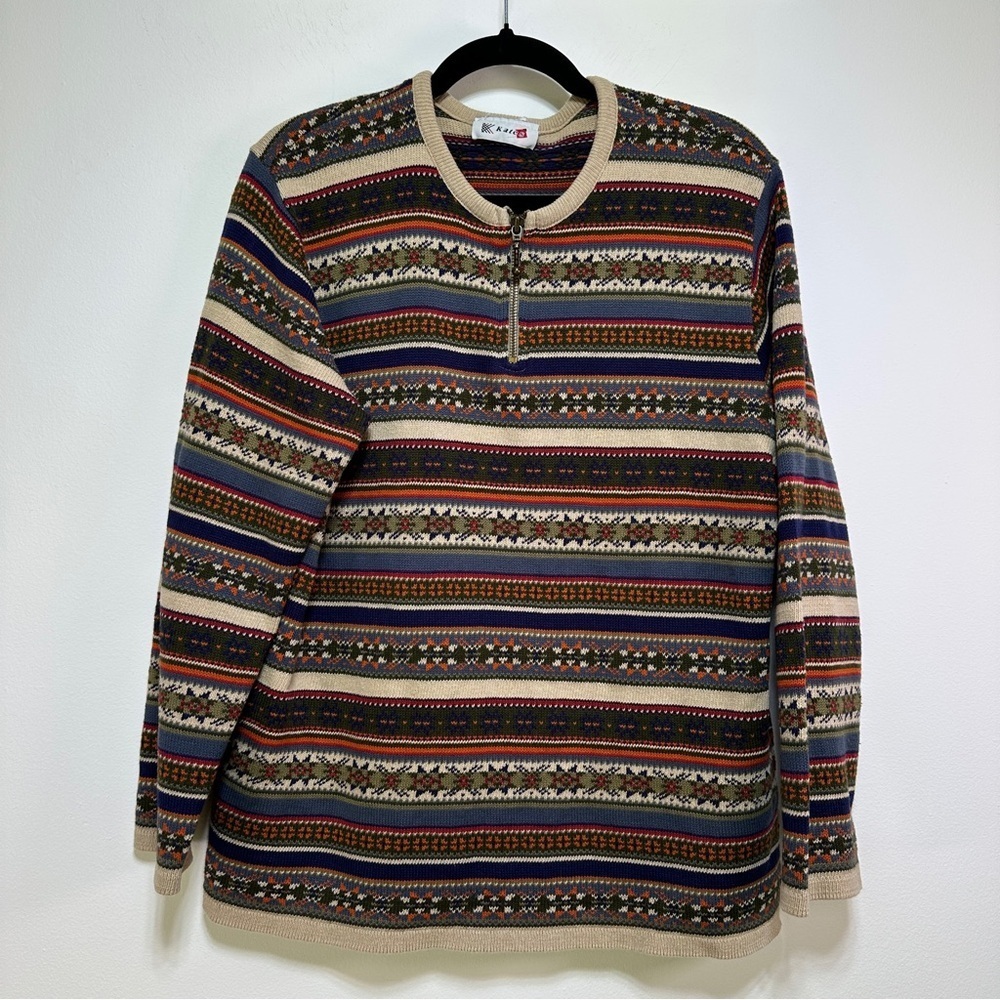 Kates | Retro Knit Y2K Quarter Zip Multicolor Sweater